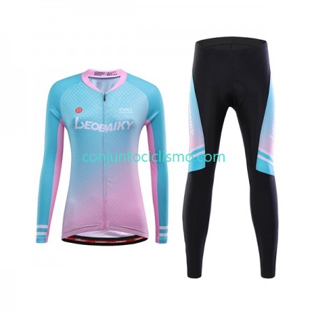 Conjunto Maillot + culotte largo ciclismo Leobaiky N005 Mujer